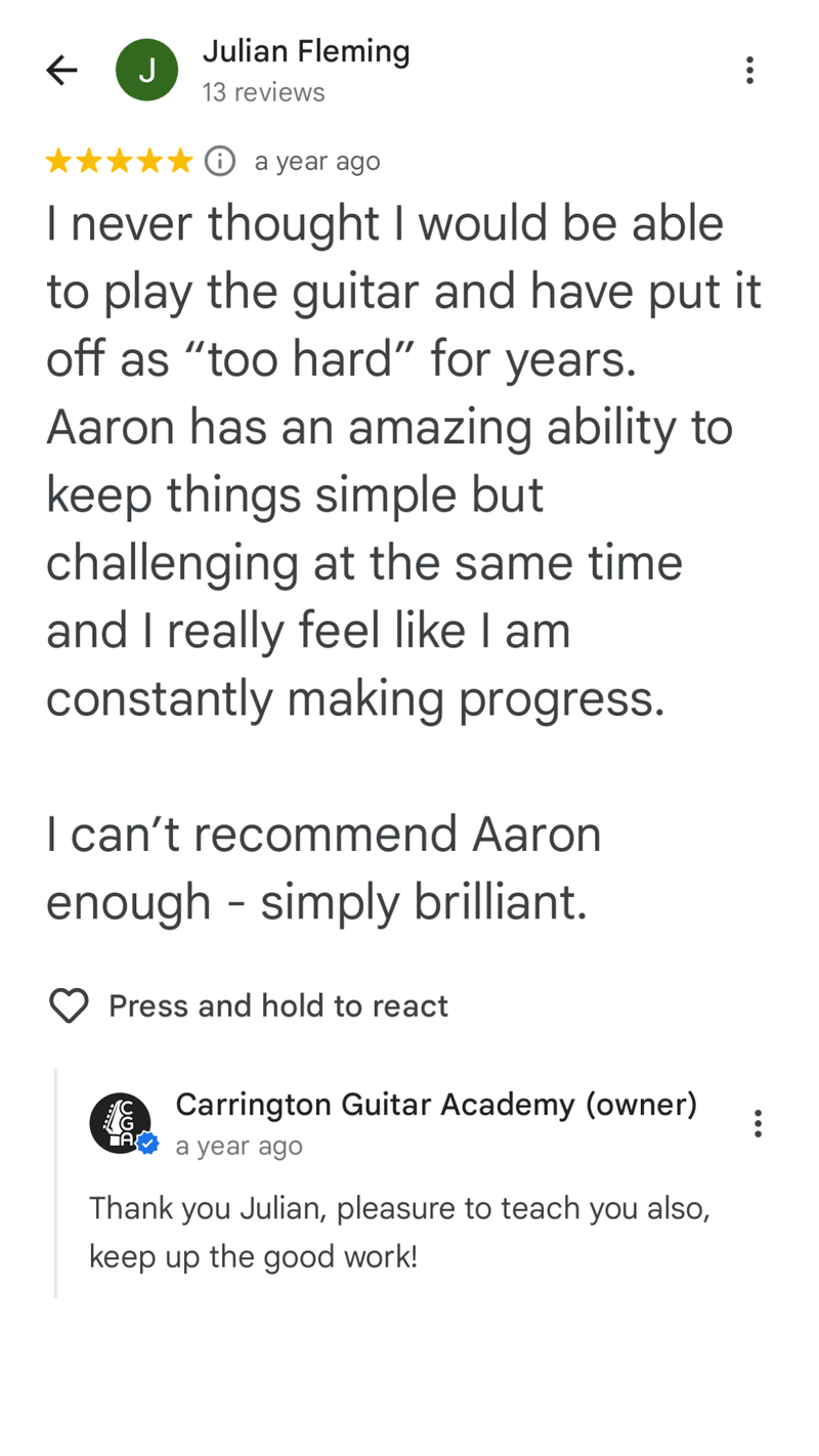 Testimonial from julian flemming